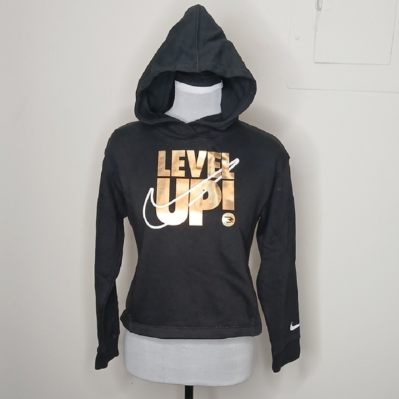 Nike Sweaters - Nike Black And Gold Hooded Sweat Shirt Size Large